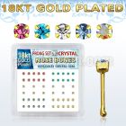 npbgm gold plated silver nose bones w assorted prong crystals