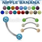 npbnfr5 surgical steel nipple banana 5mm multi crystal ferido balls resin cover