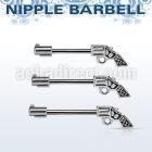 npsh23 steel nipple barbell w small pistol w black accents 