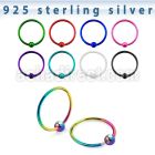 ns06bl color plated sterling silver nose hoop with ball