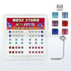 nssqbx box of silver nose studs with square crystal tops