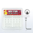 nssv1bx box of silver nose studs with 1mm silver ball top