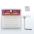 nszbc box of silver nose studs with 1 5mm prong cz