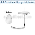 nwvdr 925 sterling silver nose screw teardrop shaped top