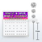 nybxpbc silver bend it nose studs w 1 4 1 5 2 prong crystals