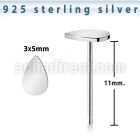 nyvdr 925 sterling silver nose stud teardrop shaped top