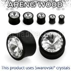 pargc areng wood double flare plug with giant crystal center
