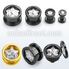 pgtzs anodized 316l steel screw fit flesh tunnel w star cz