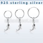 phod37 silver helix hoop earring w plain silver dolphin dangling