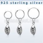 phod38 silver helix hoop earring w a silver leaf dangling