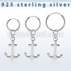phod41 silver helix hoop earring w a silver anchor dangling