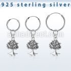 phod45 silver helix hoop earring w a silver tree dangling