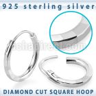 phola pair hoop earrings square tube diamond cut