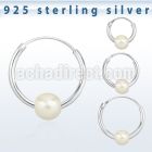 phop pair of plain silver hoop earrings with a 4mm pear ball