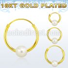 phorgp pair of gold silver hoop earrings w 4mm pearl ball