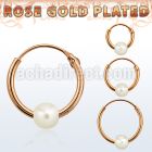 phorsp pair of rose gold silver hoop earrings w 4mm pearl ball