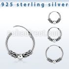 phoxa 925 silver bali style black oxidized hoop earrings
