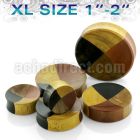 pjsatxl xl size concave double flare plug with 4 wood quarters