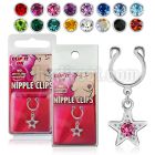 pknp33 steel nonpiercing nipple ring u shape crystal in star