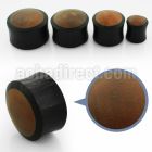 pkwt areng wood double flared solid plug with teak wood inlay