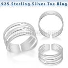 pt564 silver adjustable toe ring three bands