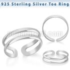 pt796 silver adjustable toe ring two bands