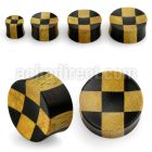 pwky concave double flare crocodile black ebony wood plug