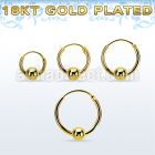 rgbcr16m 18k gold silver ball closure earrings, 16g 4mm ball