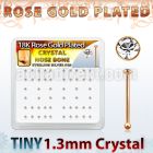 rsb6xc box rose gold silver nose bones w 1.25mm clear crystals