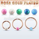 rsselo22 rose gold silver seamless ring, 22g w 3mm opal ball