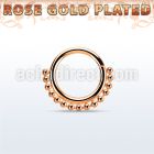 rsspv16 rose gold plated silver seamless septum ring,16g w beads