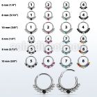 segh16px 316l steel hinged segment ring w 7 mixed color crystals