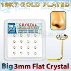 sfbrg16c box of silver nose studs with 18k gold clear crystal