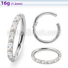 sgsh10zo steel hinged segment ring 16g outward facing cz