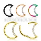 sgtsh1 pvd plated steel hinged segment ring cz crescent moon