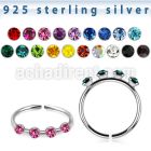 silver seamless nose hoop w four 1.5mm round crystals
