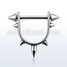 snpa 316l steel stirrup nipple ring w spikes bar w cones