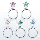 snr4op 316l steel nose ring w star top synthetic opal