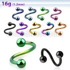 spetb premium pvd 316l steel eyebrow spiral with two 3mm balls