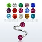 spfr4 316l steel spiral with 4mm ferido multi crystal balls