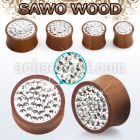 spmfr sawo wood double flare plug w clear ferido multi crystal