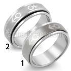 sr121 matte stainless steel spinner ring with male symbol