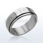 sr154 matte stainless steel spinner ring with wave design