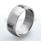 sr18 plain band stainless steel ring with skull engraving