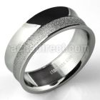 sr300 stainless steel ring w high polish sandblasted band