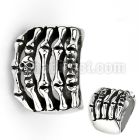 sr340 316l steel ring with fnger skeleton with small skulls