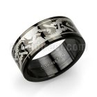 srb25 black stainless steel ring with dragon design