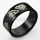 srb59 black stainless steel ring with thick tribal wave design