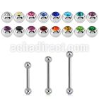 steel barbell, 20g (0.8mm) with two 2.5 bezel jewel balls