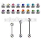 steel barbell, 20g (0.8mm) with two 3mm bezel jewel balls